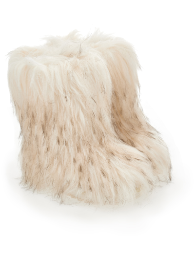 Monnalisa Plush Snow Boots In Ecru