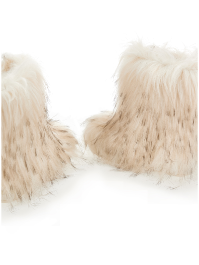 Monnalisa Plush Snow Boots In Ecru