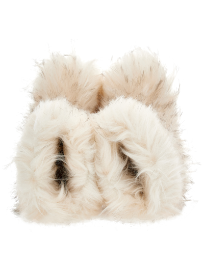 Monnalisa Plush Snow Boots In Ecru