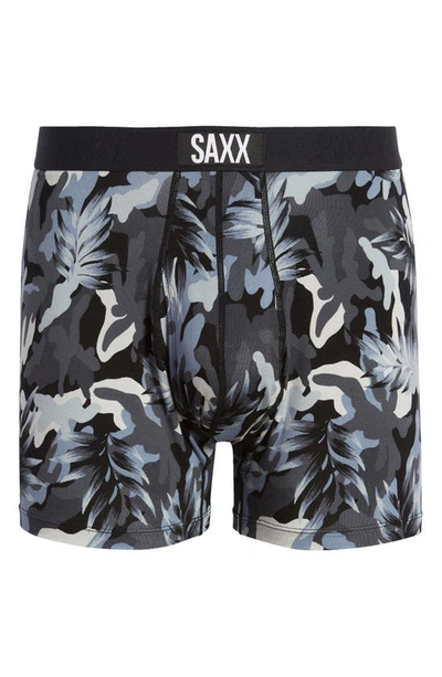Shop Saxx Ultra Supersoft Relaxed Fit Performance Boxer Briefs In Jungle Canopy- Black