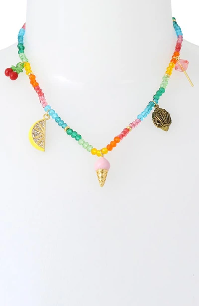 Shop Kurt Geiger Fruit Beaded Charm Necklace In Rainbow Multi