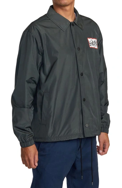 Shop Rvca Satin Coach's Jacket In  Black