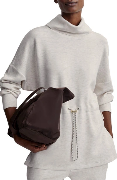 Shop Varley Freya Funnel Neck Sweatshirt In Ivory Marl