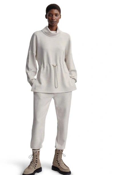 Shop Varley Freya Funnel Neck Sweatshirt In Ivory Marl