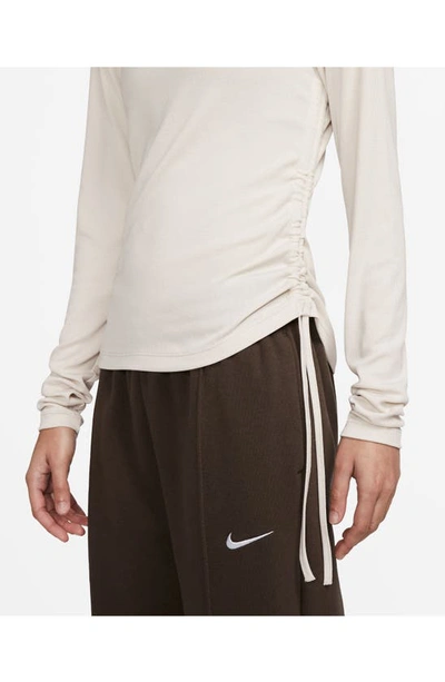 Shop Nike Sportswear Long Sleeve Rib Top In Lt Orewood Brn/ Sail