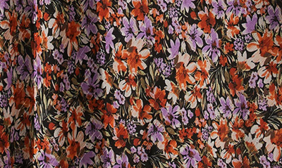 Shop Astr Sylvie Floral Underwire Long Sleeve Dress In Orange Purple Floral