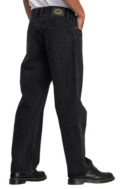 Shop Rvca Americana Dayshift Straight Leg Jeans In Black Rinse