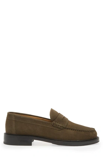 Shop Vinny's Yardee Suede Penny Loafer In Olive Suede