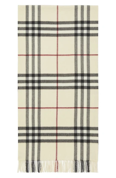 Shop Burberry Giant Check Washed Cashmere Scarf In Stone