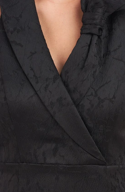Js Collections Jasmine Jacquard Sleeveless Tuxedo Gown In Black