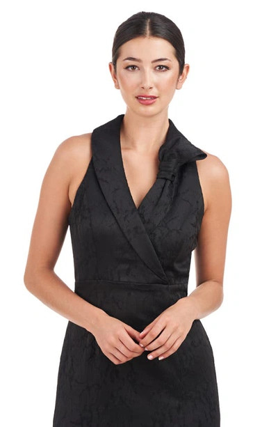 Js Collections Jasmine Jacquard Sleeveless Tuxedo Gown In Black