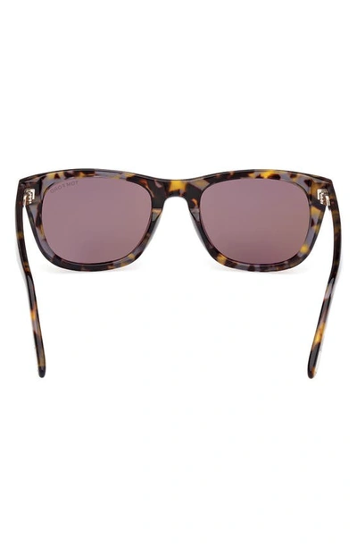 Shop Tom Ford Kendel 54mm Square Sunglasses In Grey Havana / Roviex Mirror