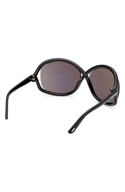 Shop Tom Ford Bettina 68mm Oversize Butterfly Sunglasses In Shiny Black / Smoke