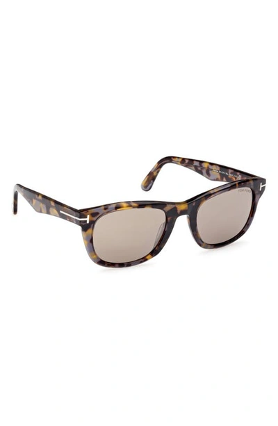 Shop Tom Ford Kendel 54mm Square Sunglasses In Grey Havana / Roviex Mirror