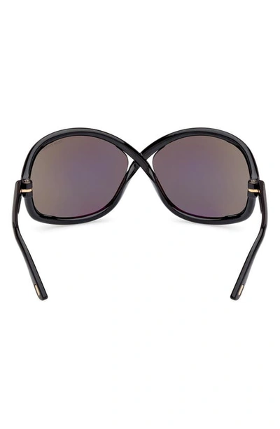 Shop Tom Ford Bettina 68mm Oversize Butterfly Sunglasses In Shiny Black / Smoke