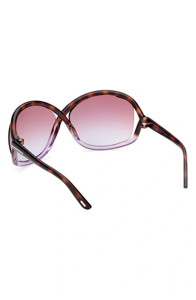 Shop Tom Ford Bettina 68mm Oversize Butterfly Sunglasses In Blonde Havana / Violet