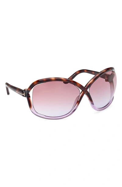 Shop Tom Ford Bettina 68mm Oversize Butterfly Sunglasses In Blonde Havana / Violet