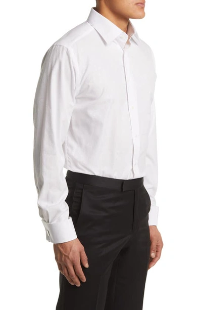 Shop David Donahue Trim Fit Paisley Jacquard Formal Tuxedo Shirt In White