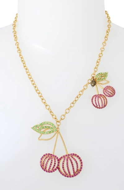 Shop Kurt Geiger Cherry Pendant Necklace In Pink