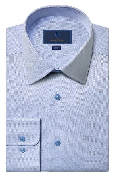 Shop David Donahue Trim Fit Dobby Cotton Dress Shirt In Blue