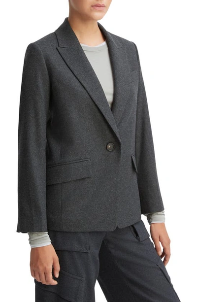 Shop Vince One-button Blazer In Heather Charcoal