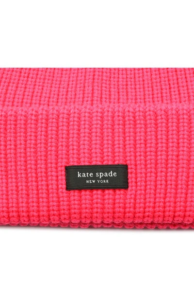 Shop Kate Spade New York Sam Cuff Beanie In Pom Pom Pink