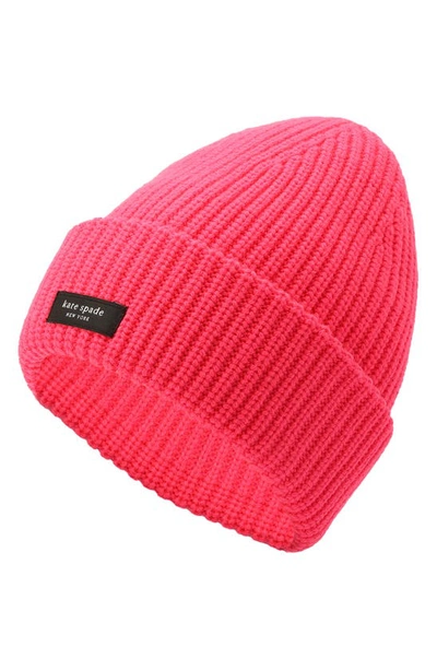 Shop Kate Spade Sam Cuff Beanie In Pom Pom Pink