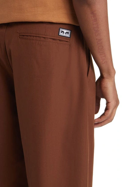 Shop Obey Fubar Relaxed Fit Pleated Pants In Sepia