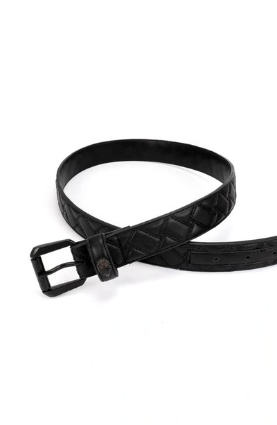 Shop Kurt Geiger Drench Quilted Leather Belt In Black / Shiny Black