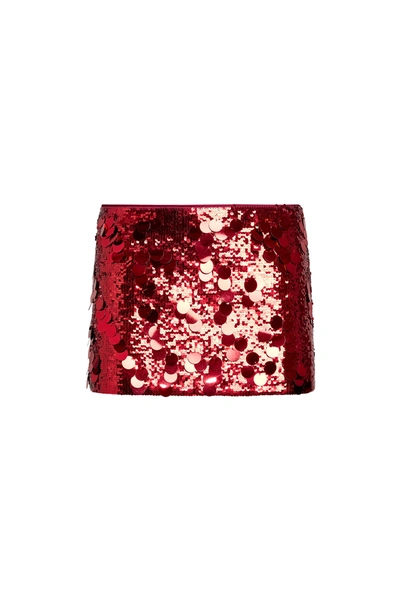 Danielle Guizio Ny Low Rise Paillette Skirt In Merlot