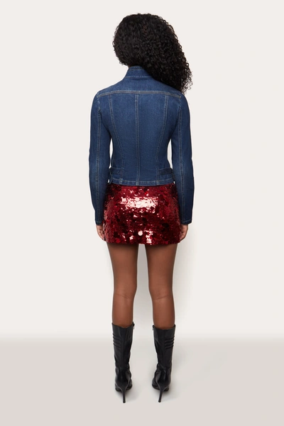 Shop Danielle Guizio Ny Low Rise Paillette Skirt In Merlot