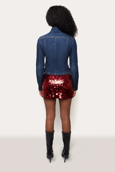 Danielle Guizio Ny Low Rise Paillette Skirt In Merlot