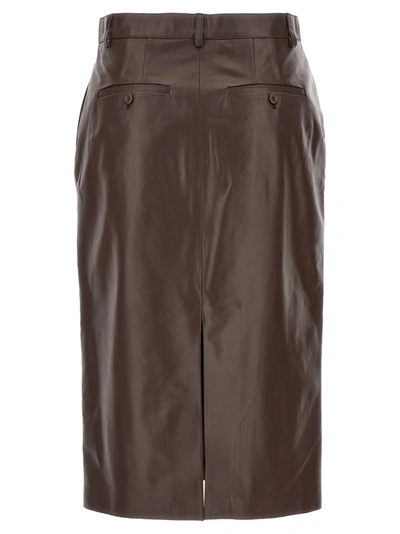 Shop Lanvin Leather Skirt Skirts Brown