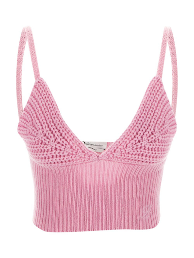 Shop Blumarine Knit Cropped Top In Pink