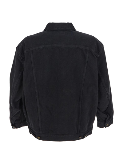 Shop Saint Laurent Cotton Denim Jacket In Black