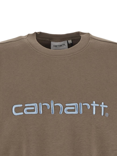 Carhartt Logo Sweatshirt In Brown