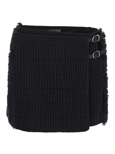 Shop Durazzi Milano Fringed Quilted Mini Skirt In Black