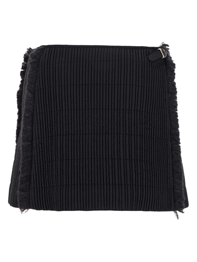 Shop Durazzi Milano Fringed Quilted Mini Skirt In Black