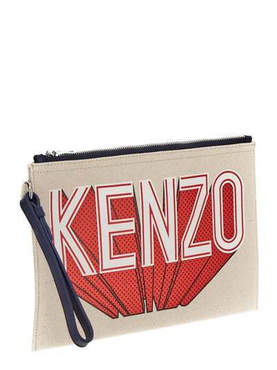Shop Kenzo Large Clutch In Beige