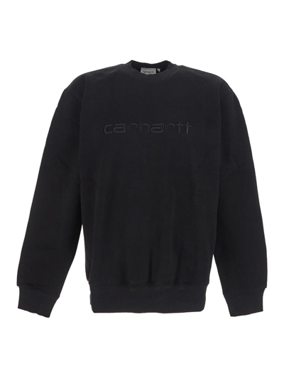 Shop Carhartt Logo Sweatshirt In Black