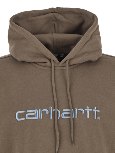 Shop Carhartt Hooded Sweatshirt In Brown