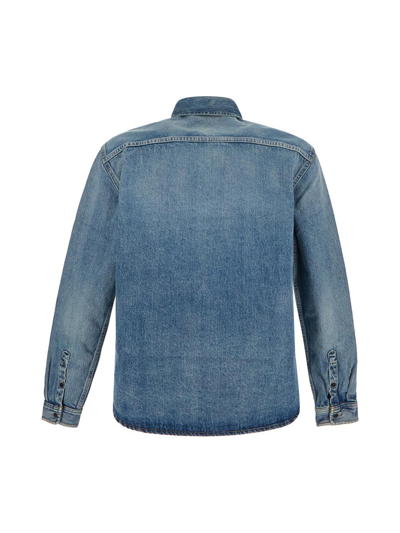 Shop Saint Laurent Cotton Denim Shirt In Blue