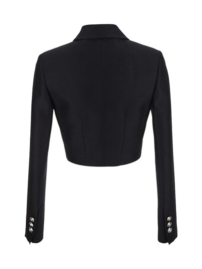 Shop Versace Crop Blouson Jacket In Black