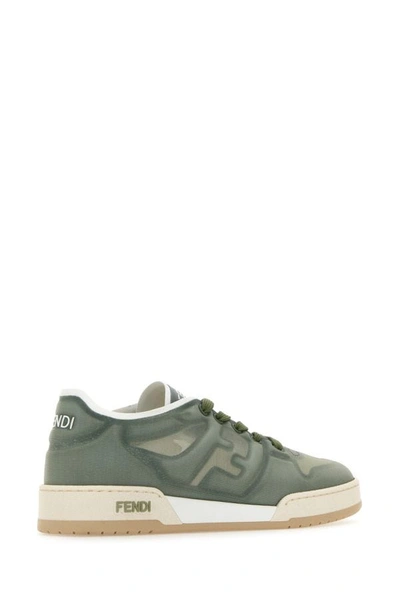 Shop Fendi Woman Sage Green Mesh  Match Sneakers In Multicolor