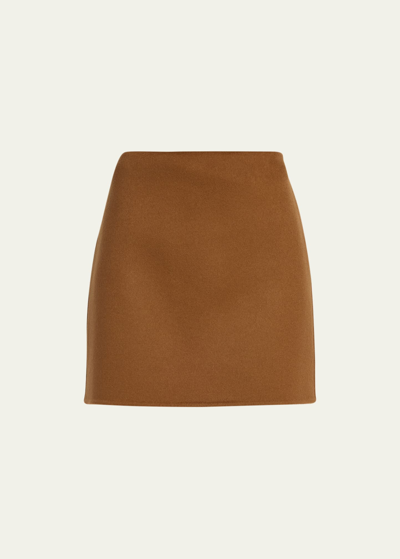 Shop Michael Kors Melton Wool Mini Skirt In Chestnut