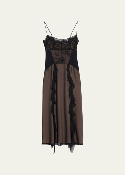 Shop Jason Wu Collection Cosmic Floral Embroidered Tulle Chiffon Dress In Black