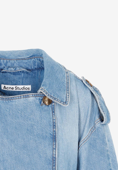 Shop Acne Studios Denim Double-breasted Coat In Blue