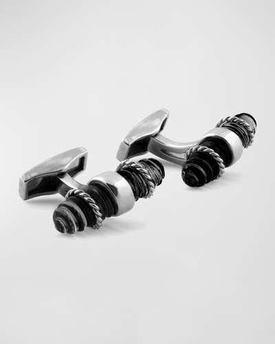 Shop Tateossian Men's Spiral Capsule Cufflinks With Spinel In Black