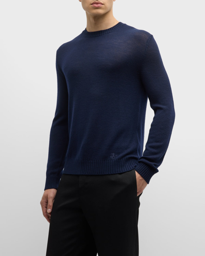 Shop Jil Sander Men's Wool Loose Knit Sweater In Dark Blue