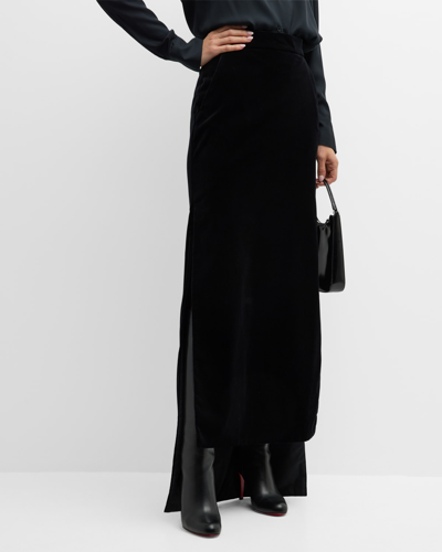 Shop Max Mara Zuppa Cashmere-blend Layered Maxi Skirt In Black